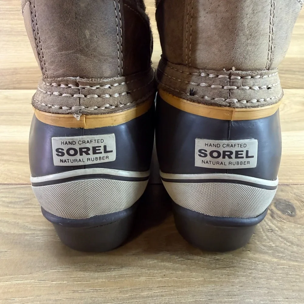 Sorel Sorelli Tall Lace Up Boots Womens 9 Taupe Quilted Wool Snow Boot Gorpcore